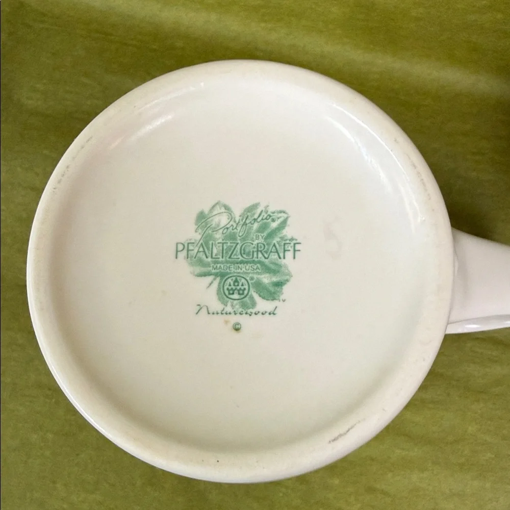 Vintage Pfaltzgraff Naturewood 12oz Coffee Mugs Botanical Herb Design Set of 3